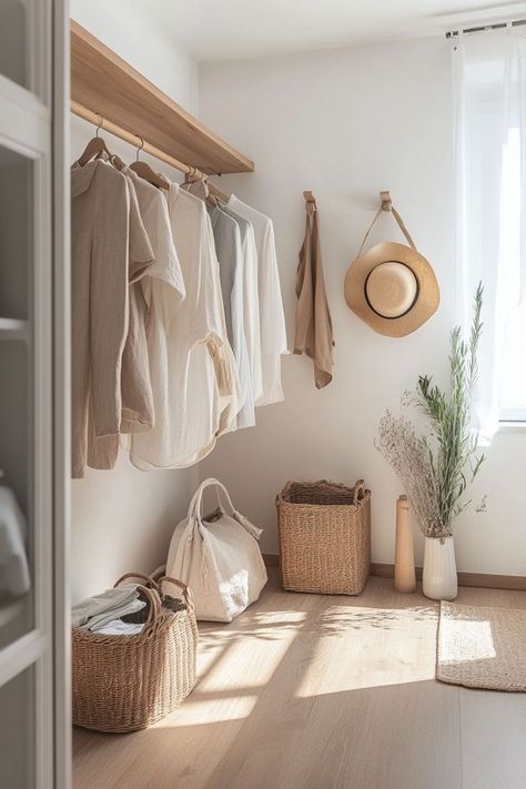 Create a serene and clutter-free environment with a minimalist closet design. Opt for clean lines, neutral colors, and streamlined storage solutions to keep your wardrobe organized. 🎨🚪✨ #MinimalistCloset #ClutterFree #HomeDecor #OrganizedLiving Minimalist Closet Design, Minimal Closet Design, Scandinavian Closet, Closet Storage Ideas, Neutral Closet, Minimalist Closet, Organized Living, Scandi Design, Closet Designs