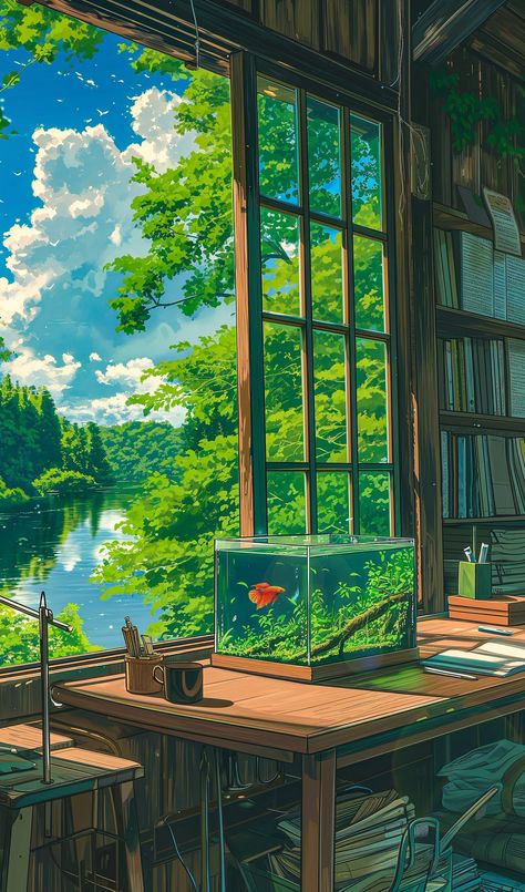 Ghibli Landscape Wallpaper, Ghibli Landscapes, Japanese Scenery Art, Drawing Japanese, The Garden Of Words, Studio Ghibli Background, Fotografi Digital, Dreamy Artwork, Ghibli Artwork