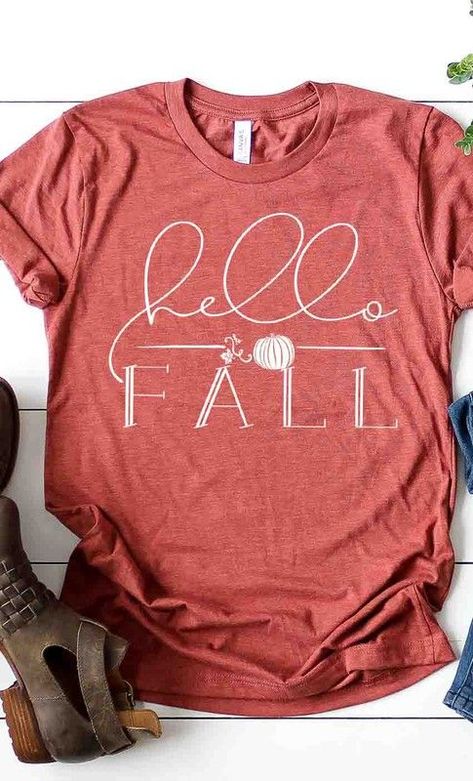 fall graphic shirt Fall Shirts Vinyl, Fall Graphic, Cute Shirt Designs, Autumn T Shirts, Fall Tee, Vinyl Shirts, Pumpkin Shirt, Bella Canvas Tees, Hello Fall