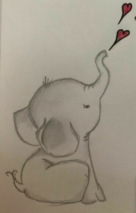 Elephant Sketch Simple, Drawing Ideas Elephant, How To Draw An Elephant, Elephant Drawing Simple, Cute Elephant Drawings, Cartoon Elephant Drawing, Sketch Elephant, Drawing Of Animals, Easy Elephant Drawing