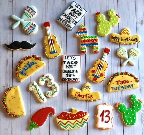 Taco Tuesday cookies | Etsy Taco Party Cookies, Taco Sugar Cookies, Mexican Themed Cookies, Taco Cookies Decorated, Mexican Cookies Decorated, Mexico Desserts, Taco Party Cake, Fiesta Cookies Decorated, Mexican Theme Cookies