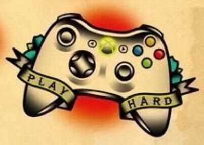 Play hard Xbox Controller Tattoo, Controller Tattoo, Neo Traditional Art, Alchemy Tattoo, Hard Tattoos, Gamer Art, Gamer Tattoos, Video Game Tattoo, Gaming Tattoo