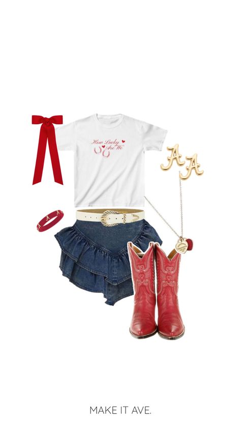 red and white game day outfit, bama game day outfit, university of Alabama, cowgirl boots, red boots, game day outfit, college outfit, southern, southern style, university of Arkansas, tailgate, red outfit White Game Day Outfit, Bama Game Day Outfit, Red Game Day Outfit, Game Day Outfit College, Alabama Gameday Outfit, Red College, Outfit College, Tailgate Outfit, College Game Days