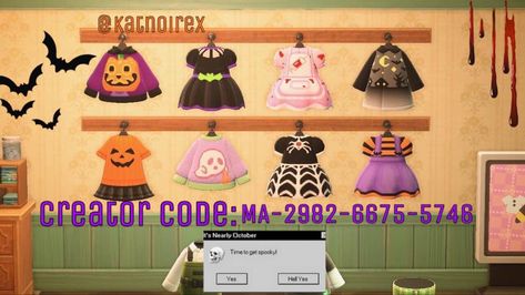 Acnh Halloween Stall, Acnh Halloween Designs, Acnh Holiday, Acnh Halloween Code, Acnh Spooky, Spooky Island, Acnh Halloween, Acnh Fashion, Acnh Custom Designs