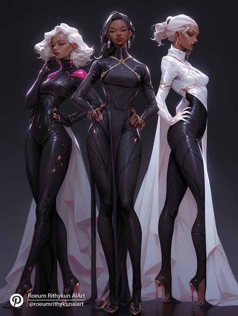 Black Cartoon Characters, 3 Women, Cyberpunk Character, Black Anime Characters, Black Artwork, Goddess Art, Black Love Art, Black Art Pictures, Black Women Art