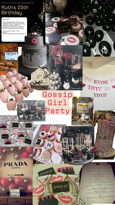 18th Party Themes, Gossip Girl Decor, 21st Birthday Party Themes, Gossip Girl Party, Sweet 16 Party Planning, 17th Birthday Ideas, Girl Bday Party, Cute Birthday Ideas, Bday Party Theme