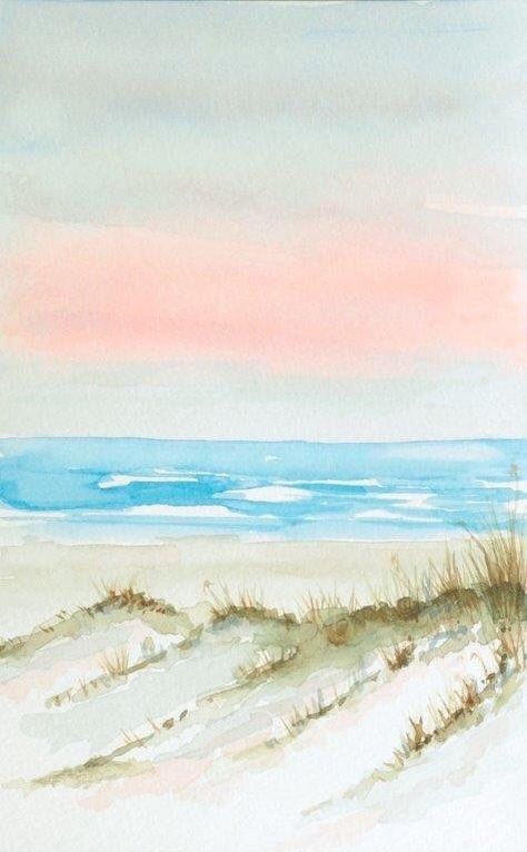 Beach Art Painting, Beautiful Beach Pictures, Beach Art Print, Wilmington North Carolina, Watercolor Water, Watercolor Pictures, Watercolor Ocean, Watercolour Inspiration, Watercolor Projects