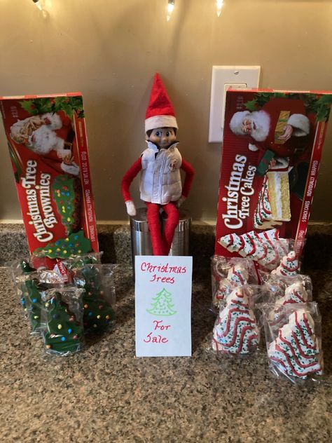 Elf On The Shelf Brownies, Elf On The Shelf Little Debbie Christmas Trees, Christmas Tree Elf On The Shelf, Elf Grinch Ideas, Elf On The Shelf Christmas Tree, Elf On The Shelf Ice Cream Cone Tree, Shelf Christmas Tree, Elf On Shelf Multiple Elves, Christmas Tree Brownies