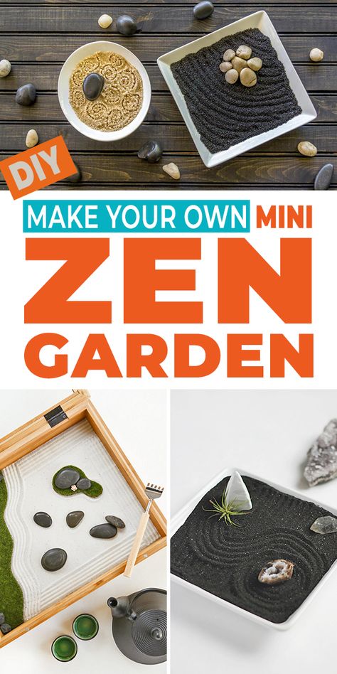 Need to de-stress? Make one of these DIY mini zen gardens! Super easy DIY projects and these zen gardens make great gifts too! garden ideas, indoor garden ideas, meditation, relaxing, DIY project Zen Garden Diy Miniature, Desktop Zen Garden Diy, Tabletop Zen Garden Diy, Diy Zen Garden Mini, Mini Zen Garden Diy, Mini Zen Garden Ideas, Office Zen Garden, Diy Zen Garden, Zen Garden Mini