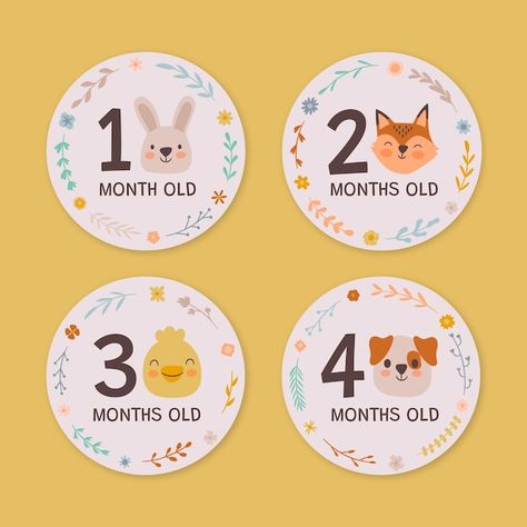 Baby Frame, Baby Milestone Cards, Baby Milestone, Milestone Cards, Cards Design, Baby Milestones, Vector Hand, Sticker Pack, Milestones