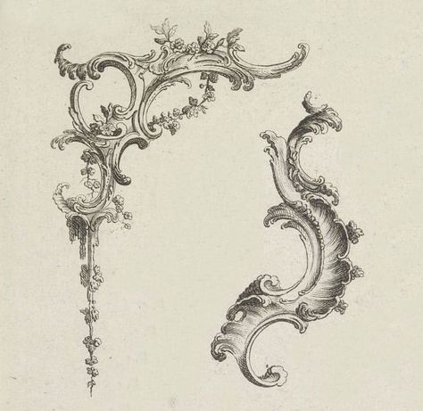 Rococo Ornament, Ornaments Painting, Baroque Tattoo, Gothic Drawings, 18th Century Art, Sigil Tattoo, Berlin Art, Ornament Drawing, Art Library