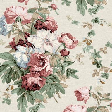 Peony Fabric, 2 Seat Sofa, Printed Linen Fabric, Natural Weave, Curtain Material, Summer Linen, Botanical Pattern, Summer Prints, Bunch Of Flowers