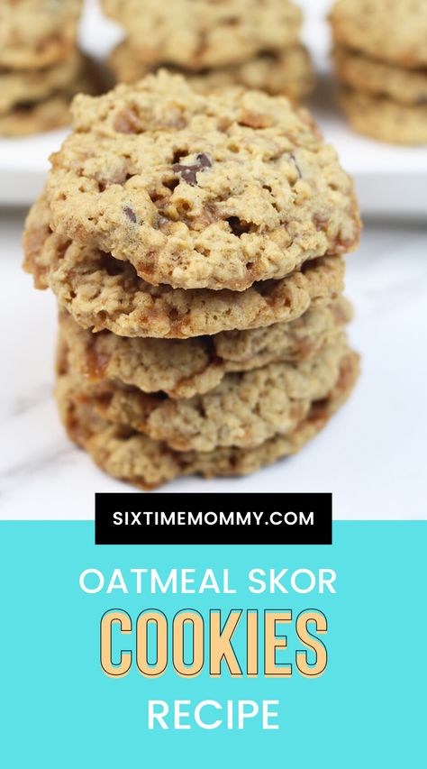 Oatmeal Skor Cookies, Oatmeal Chocolate Chip Skor Cookies, Cookies With Skor Bits, Recipes With Skor Bits, Melt In Your Mouth Shortbread Cookies, Skor Cookies, Xmas Baking, Soft Cookies, Biscuit Bake