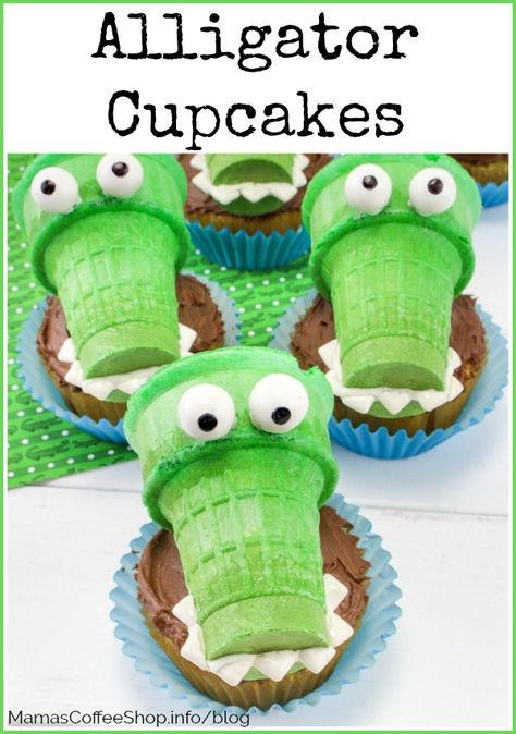 Alligator Cupcakes, Summer Party Desserts, Alligator Birthday Parties, Alligator Party, Alligator Birthday, Zoo Birthday Party, Reptile Party, Zoo Birthday, Zoo Party