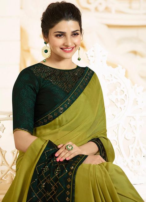 Light Green and Green Embroidered Silk Georgette Saree डिजाइनर कपड़े, Cotton Saree Blouse Designs, Blouse Designs Catalogue, Saree Blouse Neck Designs, Indian Saree Blouses Designs, Blouse Designs Indian, Silk Saree Blouse Designs, Indian Fashion Saree, Unique Blouse Designs