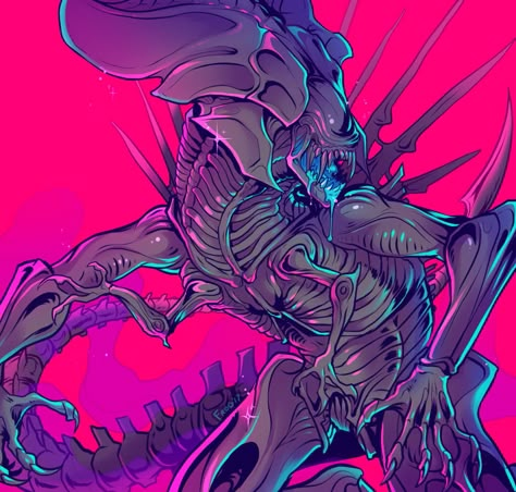 https://www.artstation.com/artwork/RmZEv Xenomorph Art, 80's Aesthetic, Aliens Vs Predator, Alien Xenomorph, Alien Artwork, Alien Queen, Alien Predator, Alien Concept, Alien Vs Predator