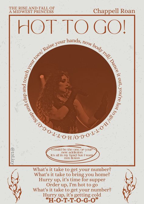 Hot to go!- Chappell Roan- The Rise and Fall of a Midwest Princess- poster - music poster Chappel Roan Wall Poster, Chappell Roan Hot To Go, Hot To Go Chappell Roan, Chappel Roan Poster, Chappell Roan Poster, Pop Music Poster, Fall Posters, Princess Poster, College Poster