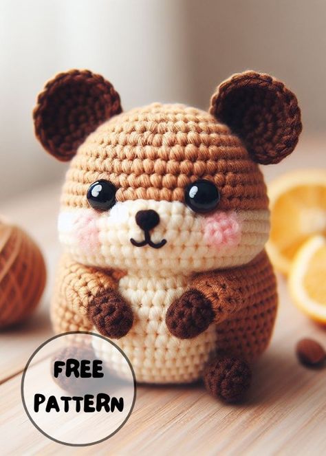 Free Crochet Hamster Amigurumi Pattern Hamster Amigurumi Free Pattern, Crochet Hamster Pattern Free, Hamster Crochet Pattern Free, Hamster Crochet Pattern, Crochet Stuffys, Hamster Crochet, Crochet Hamster, Otter Crochet, Leftover Yarn