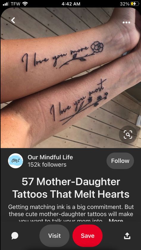 Mother Daughter Tattoos I Love You More, Mother Daughter Tattoo, Love Yourself Tattoo, Daughter Tattoo, Witch Tattoo, Mother Tattoos, Daughter Tattoos, Mother Daughter Tattoos, Tattoos For Daughters