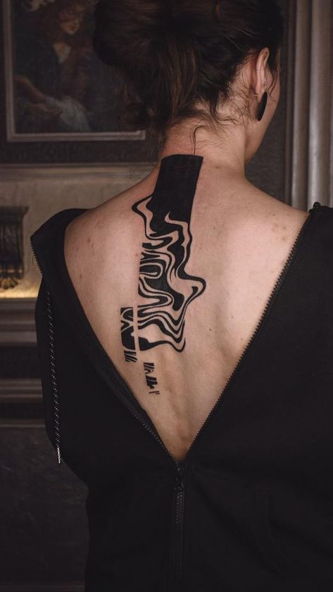 Abstract Black Tattoo, Black Abstract Tattoo, Swirly Tattoo, Black Tattoo Ideas, Black Line Tattoo, Abstract Tattoo Ideas, Graphic Tattoo, Rabbit Tattoo, Black Tattoo Cover Up