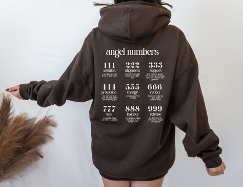 Angel Numbers Aesthetic, Numbers Aesthetic, Angel Core Aesthetic, Angel Number Hoodie, Spiritual Hoodie, Aesthetic Manifestation, Hoodie Design Ideas, Angel Number 111, Angel Core