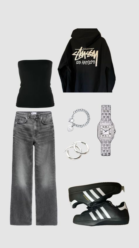 #black#outfit #chill#stussy Stussy Outfits, Stussy Outfit, Outfit Chill, Black Outfit, Style Me, Cute Outfits, Outfit Inspo, Black