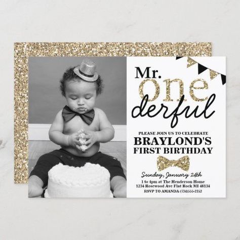 Onederful Birthday Party, Mr Onederful Birthday Party Ideas, Onederful Birthday Invitation, Mr Onederful Birthday Invitations, John Bradley, Mr Onederful Birthday, Onederful Birthday, Mr Onederful, Gold First Birthday