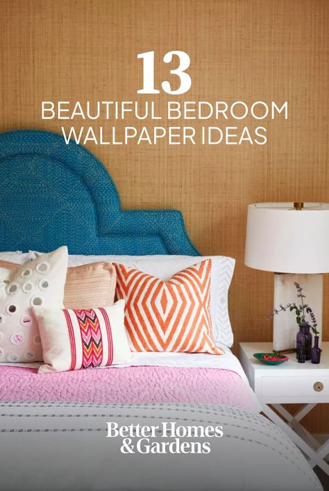 Create an accent wall by installing wallpaper on only one wall, add wainscoting on the lower half to create a two-tone effect, or go all in by wallpapering your bedroom floor to ceiling. #wallpaper #bedroomdecor #wallpaperideas #bhg Accent Wall Behind Bed Wallpaper, Modern Bedroom With Wallpaper, Ceiling Wallpaper Ideas Bedrooms, Wallpapered Bedrooms, Bedrooms With Wallpaper, Wallpaper Ideas For Bedroom, Wallpapered Bedroom, Paneled Bedroom, Wallpaper Ideas Bedroom