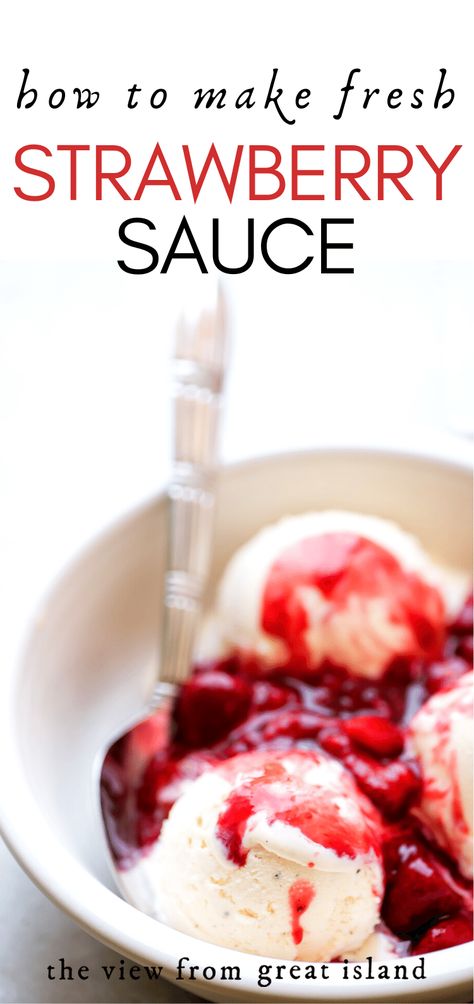 strawberry sauce on ice cream Cheesecake Yogurt, Ice Cream Cheesecake, Ice Cream Sauce, Homemade Strawberry Sauce, Dessert Sauce, Recipe Strawberry, Fruit Sauce, Cream Cheesecake, Spring Fruit