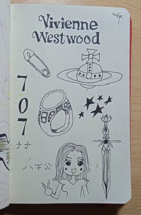 Vivienne Westwood Painting, Vivienne Westwood Drawing, Nana Doodle, Senior Board, Sketchbook Doodles, Nana Osaki, Painting Inspo, Mini Drawings, Sketch Art