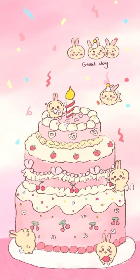 Chibi Birthday, Phone Stuff, Cake Art, Digital Products, Cute Wallpapers, Art Reference, Color Schemes, Art Inspiration, Wallpapers