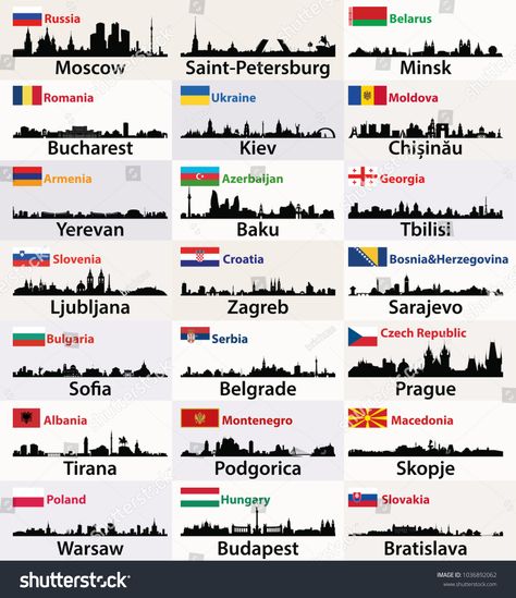 City Skyline Silhouette, Cities Skylines, Countries And Flags, City Skylines, Armenia Azerbaijan, European City, European Cities, 3d Background, Bratislava