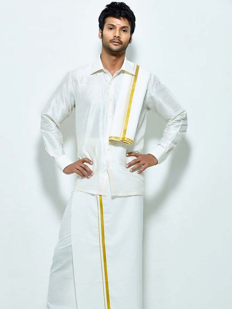 south indian groom attire - Google Search | Indian wedding ... Indian Groom Attire, Marriage Dress For Groom, South Indian Groom, Groom Dress Men, Wedding Outfits For Groom, Indian Groom Wear, Marriage Dress, South Indian Weddings, Wedding Dress Men