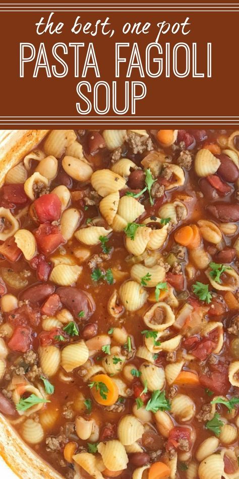 Fagioli Soup Olive Garden, Slow Cooker Soup Recipes Easy, Soup Olive Garden, Pasta Fagioli Soup, Resep Pasta, Fagioli Soup, Beef Soup Recipes, Soup With Ground Beef, Vegetarian Soup Recipes