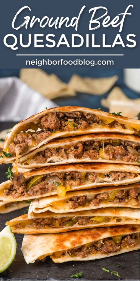 Ground Beef Quesadilla Recipes, Beef Quesadilla Recipes, Quesadilla Recipes Beef, Ground Beef Quesadillas, Quesadilla Recipes Easy, Beef Quesadillas, Cheesy Ground Beef, Beef Meals, Mexican Beef