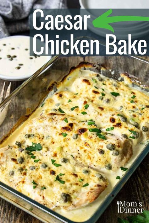 Oven Baked Chicken Dinner, Freezable Meal Prep, Easy Entertaining Dinner, Baked Caesar Chicken, Baked Chicken Dinner, Turkey Cutlet Recipes, Perfect Potatoes, Cutlet Recipes, Chicken Cutlet Recipes