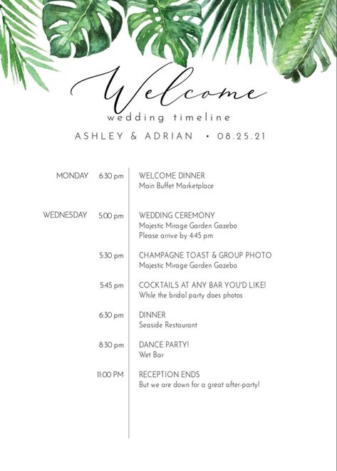 Beach Wedding Itinerary Template, Itinerary Template Wedding, Micro Wedding Itinerary, Destination Wedding Weekend Itinerary, Wedding Itinerary Ideas, Destination Wedding Itinerary, Party Agenda, Wedding Day Itinerary, Wedding Itinerary Template