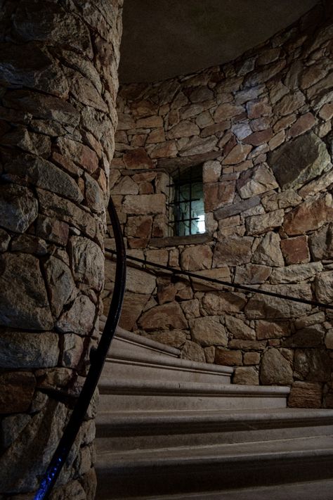 Stone Hallway, Castle Hallway, Art Nouveau Mucha, Earth Sheltered Homes, Stair Art, Iron Flame, Faux Stone Walls, Staircase Wall Decor, Earth Sheltered