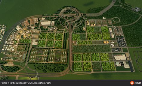 Cities Skylines Starting Layout, Cities Skylines Industry Layout, Cities Skylines Layout Ideas, City Diorama, City Skylines Game, City Maps Design, City Grid, Urban Design Architecture, Cities Skylines