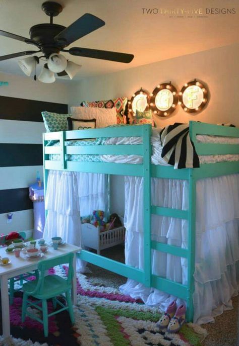 Cute Ikea Bunk Bed Hack, Bunk Bed Hacks, Ikea Bunk Bed, Handmade Presents, Diy Bunk Bed, Girls Room Design, Bunk Bed Designs, Presents Christmas, Kids Bunk Beds