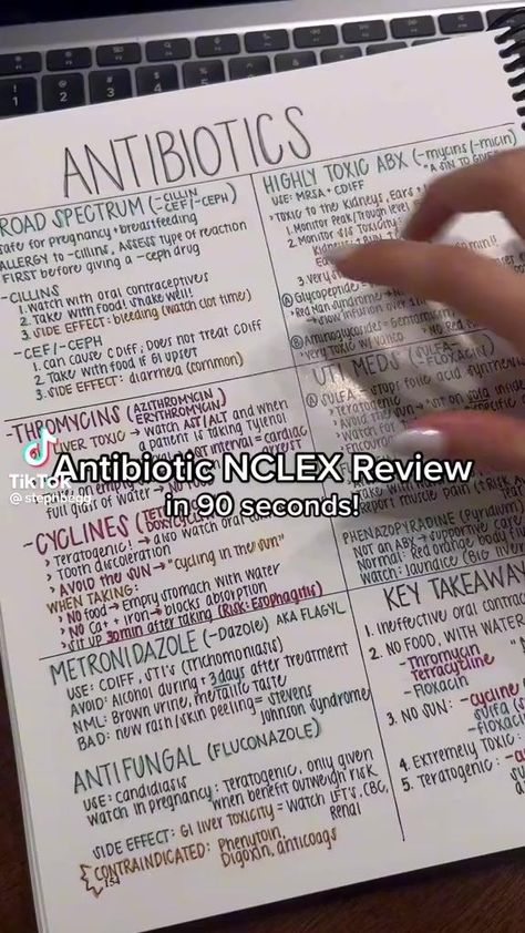 Antibiotics Nursing, Antibiotics Pharmacology, Nursing School Life, Nclex Prep, Nursing School Motivation, Nurse Study Notes, Nursing School Humor, Nursing School Survival, Biomedical Science