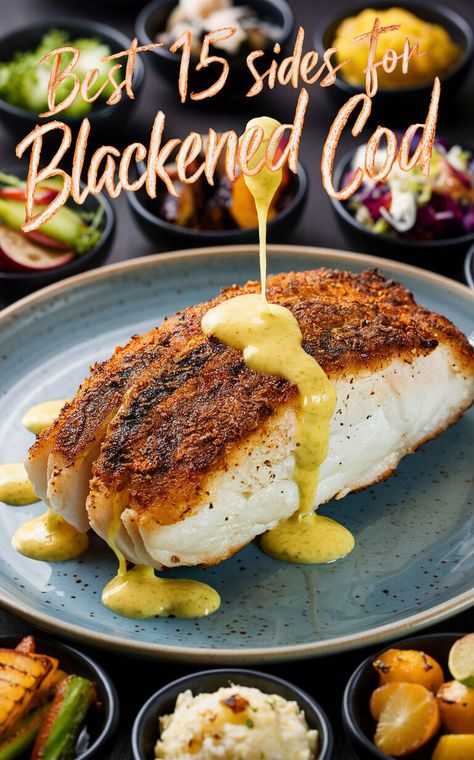 🔥🐟 Elevate your blackened cod with these delicious side dishes! 😋 #foodie #yum #dinnerideas Cod Chowder Recipe, Miso Glazed Cod, Blackened Cod, Cod Cakes, Cod Dishes, Grilled Cod, Delicious Side Dishes, Cod Recipes, Fritter Recipes