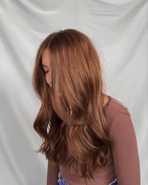 Blond Hair For Olive Skin, Golden Brunette Hair Color, Strawberry Caramel Hair, Reddish Brown Hair Light, Auburn Hair Gloss, Burnt Caramel Hair Color, Red Hair For Soft Autumn, Soft Copper Brown Hair, Light Auburn Balayage Brunettes