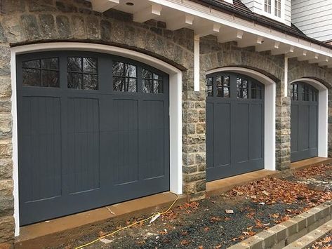 Exterior Garage Door, Garage Door Trim, Contemporary Garage Doors, Carriage House Garage Doors, Garage Door House, Carriage House Doors, Painted Brick Exteriors, Carriage House Garage, Garage Door Types