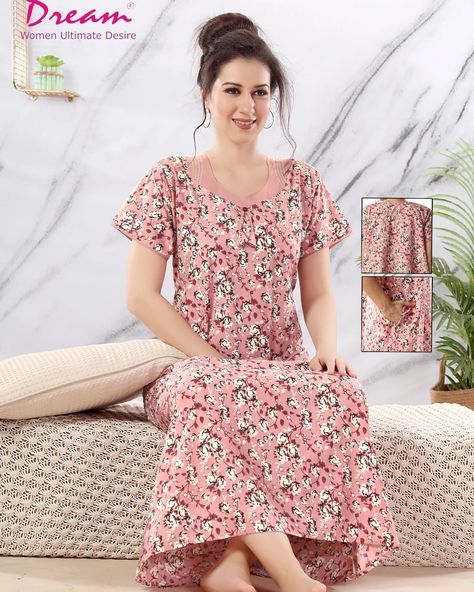 Our new nighty design is here to transform your bedtime routine. Step into comfort like never before." #dreamwomenultimatedesire #nightwear, #nightsuit, #nightsuits, #nightdress, #nightwears, #sleepwear, #nightsuitforgirls, #nightsuitsets, #nightgown, #pyjamas, #nightsuitswag, #nightsuitlove, #nighty, #pjs, #nightwearforwomen [Summer outfit, cool, new collection, floral ] Cotton Nighty For Women, Nighty Design, Nighty For Women, Outfit Cool, Night Suit, Sleep And Loungewear, Bedtime Routine, Women Nightwear, Summer Outfit