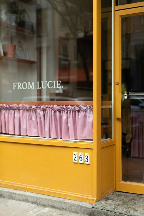 The Owner of From Lucie Takes Us Inside Her East Village Bakery Slices Of Cake, Yellow Exterior, Homes In France, Real Bread, Old Plates, Icing On The Cake, Shop Fronts, Snacks For Work, Shop Front