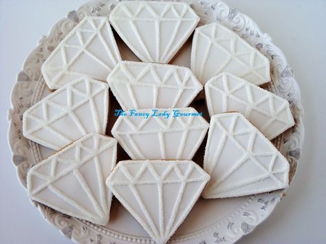 Diamond Cookies | Amanda | Flickr Diamond Cookies, Bachelorette Cookies, Anniversary Cookies, Sanding Sugar, Glitter Ring, Diamond Party, 60 Wedding Anniversary, Shaped Cookies, 50th Party