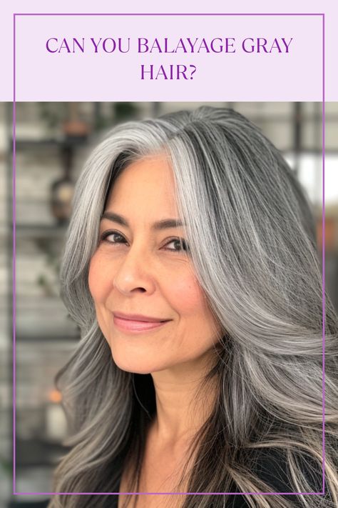 Learn if balayage highlights work for gray hair, including the best techniques for blending blonde and lowlights with gray strands. Check it out now! Grey To Blonde Balayage, Balayage For Gray Hair, Grey Balayage Silver, Balayage For Graying Hair, Reverse Balayage For Grey Hair, Balayage On Grey Hair, Balayage Silver Hair, Blonde And Lowlights, Balayage Grey Hair