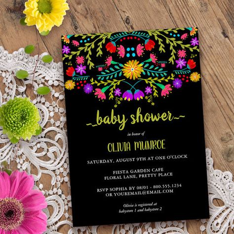 Mexican Baby Shower Theme, Gender Neutral Invitations, Mexican Baby Shower, Whimsical Typography, Colorful Baby, Gender Neutral Baby Shower Invitations, Fiesta Theme, Fiesta Baby Shower, Baby Shower Cards