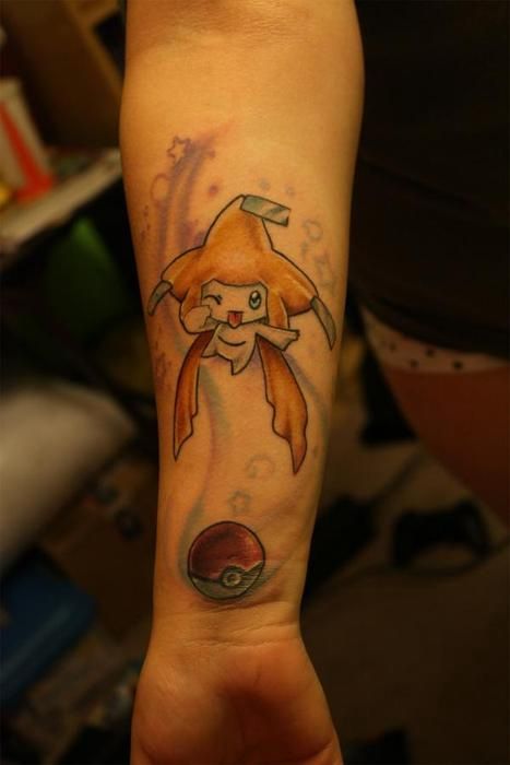 jirachi pokemon tattoo  omfg, I want something like this SO BAD. Jirachi Pokemon, Anime Tats, Pokemon Sleeves, Artistic Tattoos, Pokemon Tattoos, Pokemon World, Pikachu Tattoo, Tattoo Board, Pokemon Tattoo